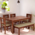 Hina Ulka Solid Wood Sheesham 6 Seater Dining Set with Cushioned Bench