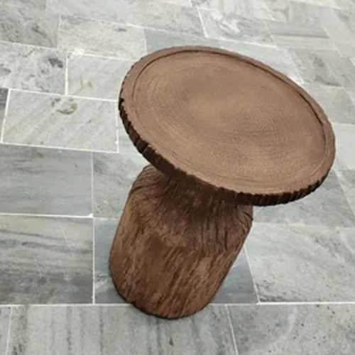 Round Stool Cement (wood texture)